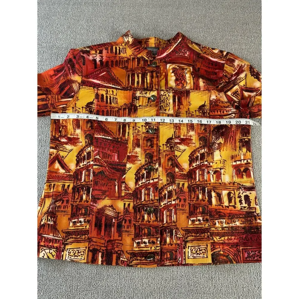 Additions by Chicos Jacket Architectural Print Rustic Art‎ Deco Size XL